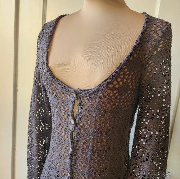 Free People Beach Love Song Crochet Duster Blue - Picture 3 of 11